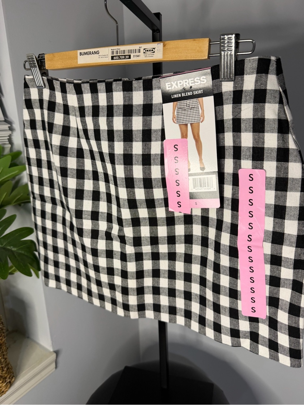 Express Black and White Gingham Mini Skirt